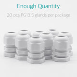 20 Pcs White PG 13.5 Cable Gland Fit for 6mm to 12mm Cable Range - Lantee Online Store