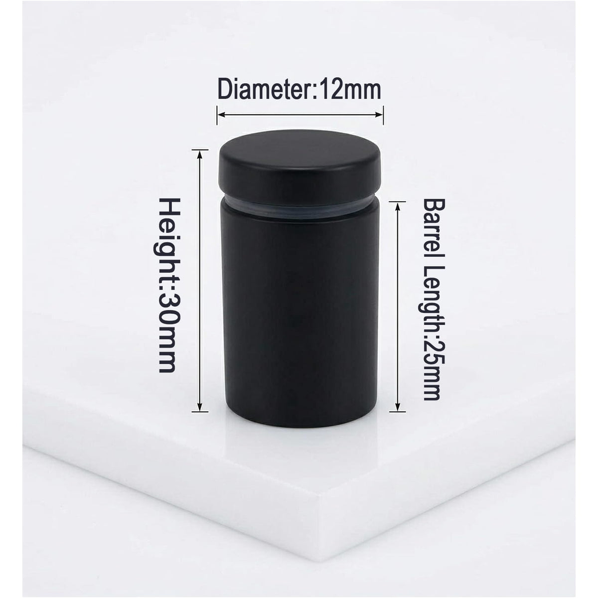 Lantee 20pcs Black Sign Standoff Screws, Stainless Steel Wall Mount Standoff Holders, Heavy Duty for 1/2" Thick Acrylic/Glass 1/2" x 1-1/8"(12x30mm) - Image 2