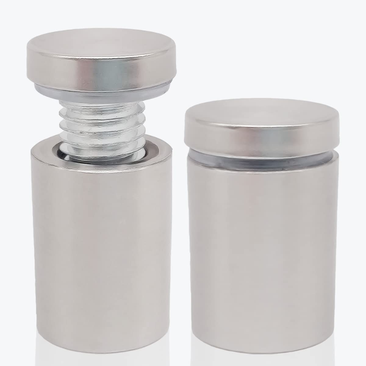 Lantee 12 Pcs Heavy Duty Sign Standoffs, 1 x 2 Inch (25x50mm) Stainless Steel Standoff Screws, Large Wall Mount Hardware for Thick Acrylic & Glass Signs, Brushed Finish Architectural Display