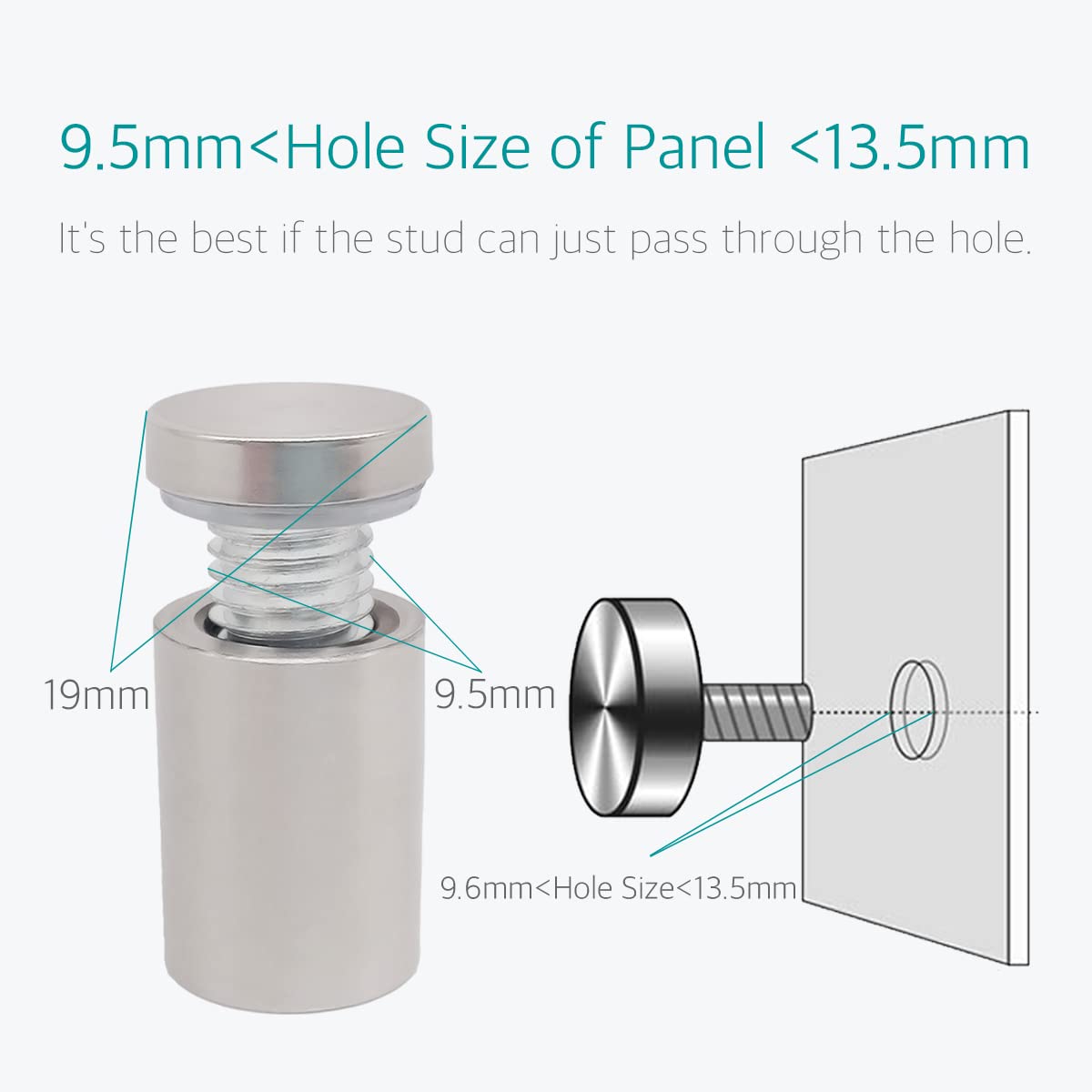 3/4" x 2-3/4" Sign Standoff Screws - Lantee 20Pcs 19 x 70mm Stainless Steel Standoff Wall Mounts for Glass/Panel/Store Sign - Image 5