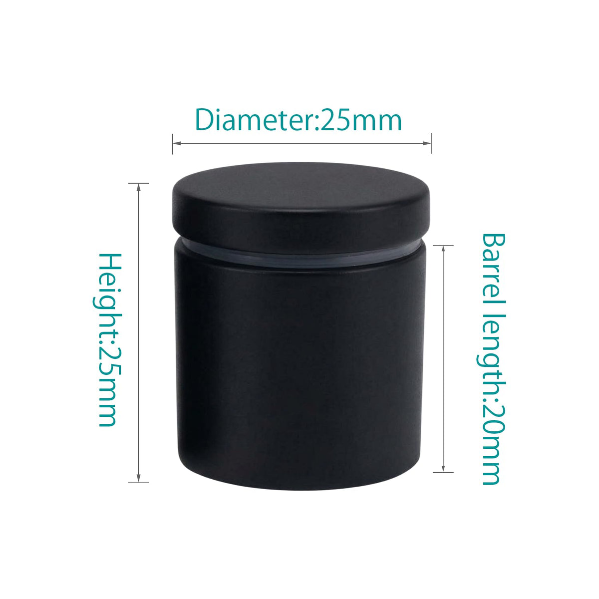 Lantee 20pcs Black Sign Standoff Screws, Stainless Steel Wall Mount Standoff Holders, Heavy Duty for 1/2" Thick Acrylic/Glass 1" x 1"(25x25mm) - Image 2