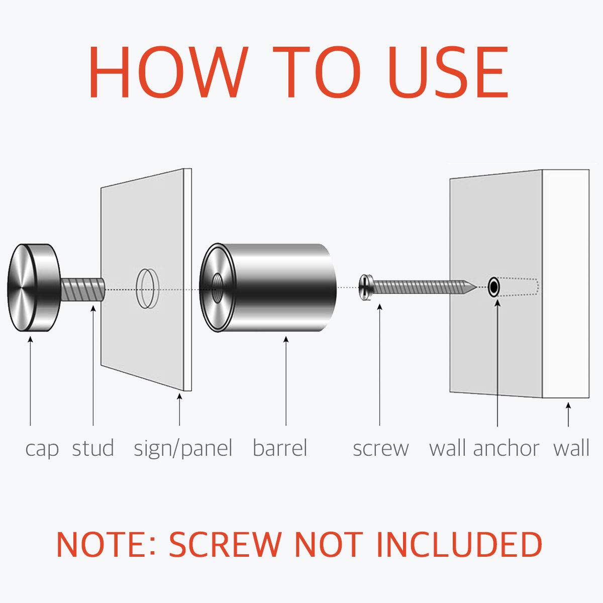 Lantee 20 Pack Stainless Steel Sign Standoffs, 1/2" x 1" (12 x 25mm) Wall Mount Hardware for Acrylic & Glass Signs, Floating Display Mounts for Office Signs, Picture Frames & Decorative Panels - Image 4