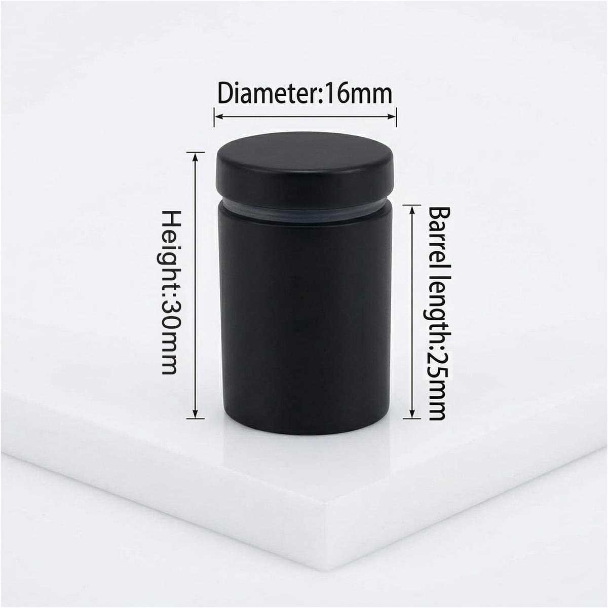 Lantee 12pcs Black Sign Standoff Screws, Stainless Steel Wall Mount Standoff Holders, Heavy Duty for 1/2" Thick Acrylic/Glass 5/8" x 1-1/8"(16x30mm) - Image 2