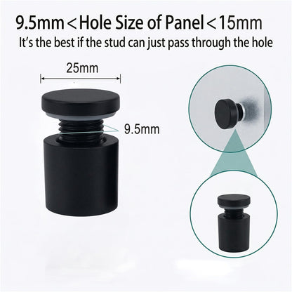 Lantee 12pcs Black Sign Standoff Screws, Stainless Steel Wall Mount Standoff Holders, Heavy Duty for 1/2" Thick Acrylic/Glass 1" x 1"(25x25mm) - Image 3