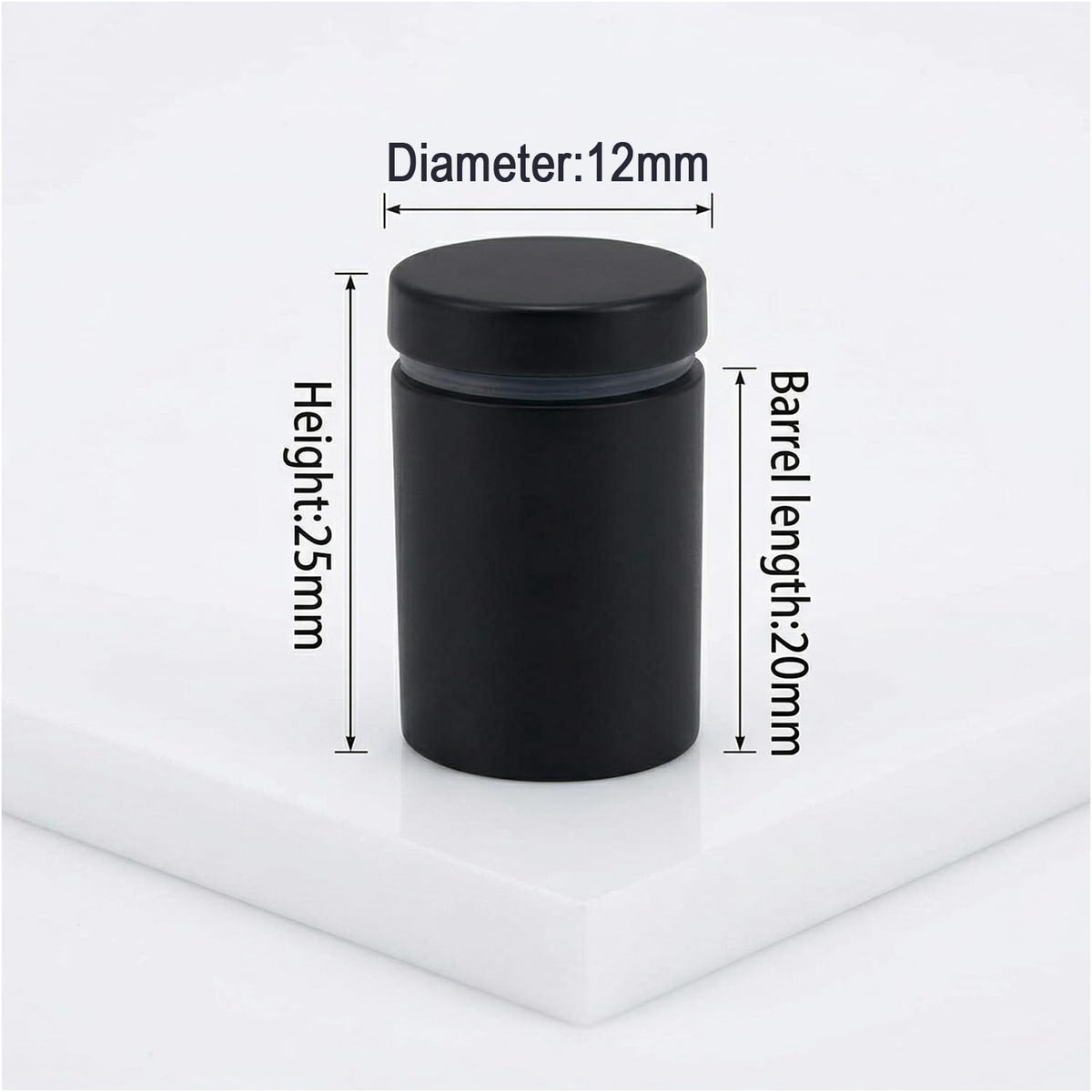 Lantee 12pcs Black Sign Standoff Screws, Stainless Steel Wall Mount Standoff Holders, Heavy Duty for 1/2" Thick Acrylic/Glass 1/2" x 1"(12x25mm) - Image 2