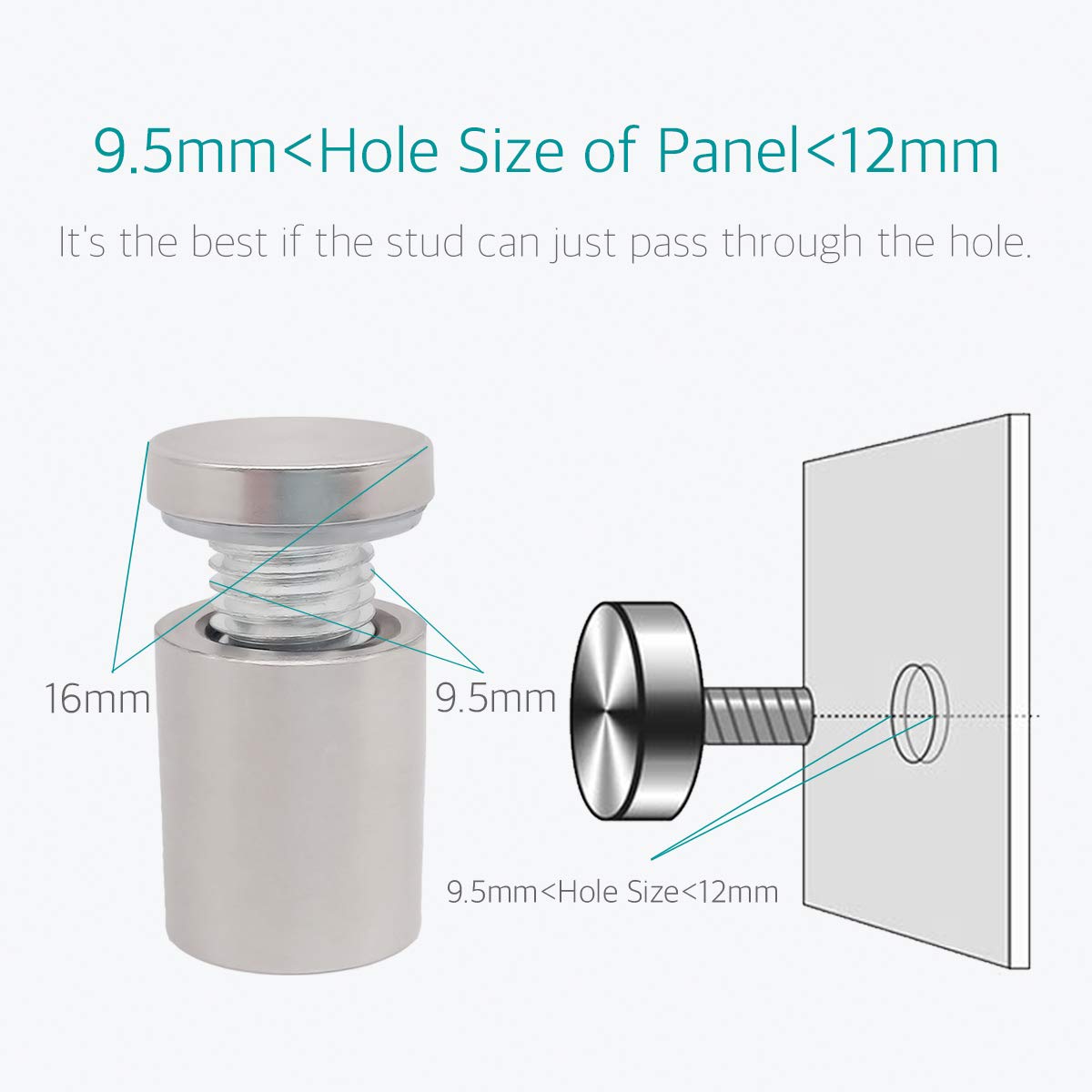 5/8" x 1" Wall Standoff Mounts Screws, Lantee 8 Pcs 16 x 25mm Stainless Steel Mounting Hardware Bolts for Signs, Glass, Acrylic, Graphics, Panels - Image 5
