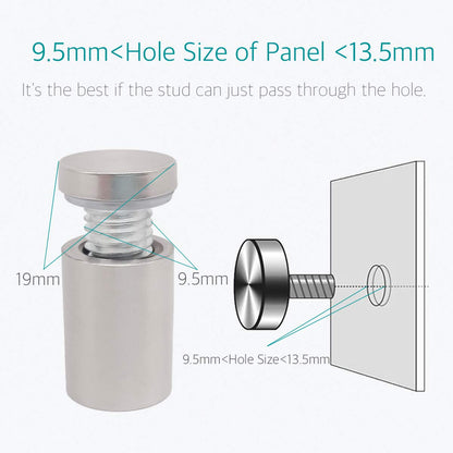 3/4 x 1-1/8 Inch Standoff Screws - Lantee 8 Pcs 19 x 30mm Stainless Steel Glass Standoff Hardware Mounts for Acrylic Signs - Image 5