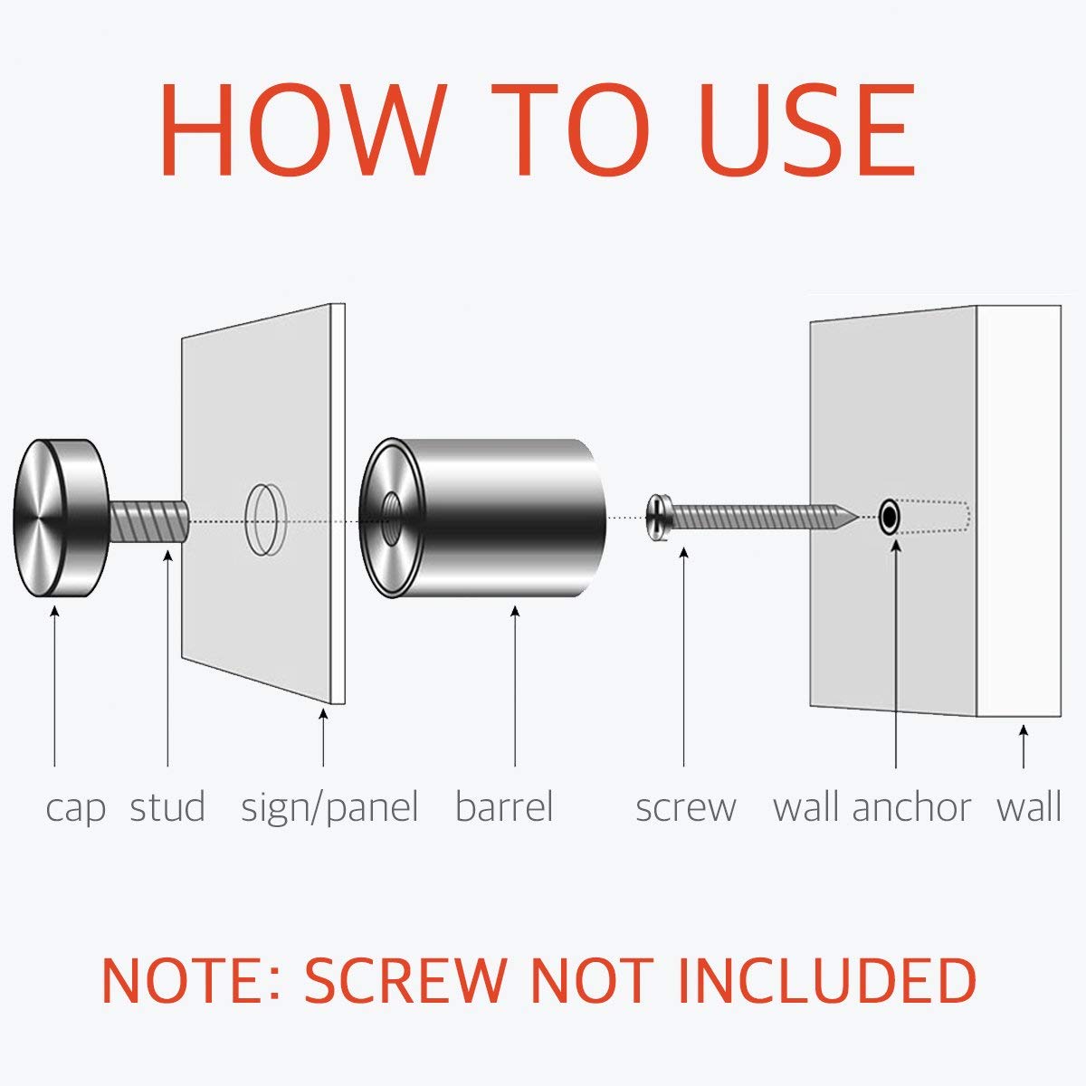 Lantee 12 Pcs Stainless Steel Sign Standoffs, 1/2" x 3/4" (12 x 20mm) Wall Mount Hardware for Acrylic & Glass Signs, Low Profile Floating Display Mounts for Office Signs & Name Plates - Image 3