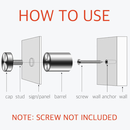 Standoff Screws 3/4" x 1-5/8" - Lantee 20 Pcs Stainless Steel 19 x 40mm Standoff Mounting Hardware Bolts for Glass Signs - Image 4