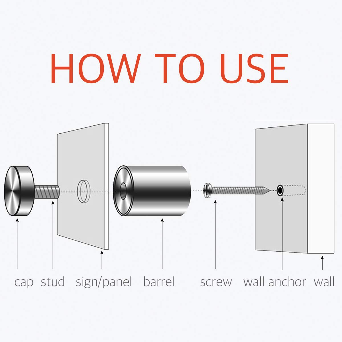 5/8" x 1" Wall Standoff Mounts Screws, Lantee 8 Pcs 16 x 25mm Stainless Steel Mounting Hardware Bolts for Signs, Glass, Acrylic, Graphics, Panels - Image 4