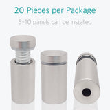 Lantee 20 Pcs Stainless Steel Sign Standoffs, 1/2" x 1-3/16" Wall Mount Hardware for Acrylic & Glass Signs, Brushed Silver Floating Display Mounts for Office, Business, Picture Frames - Image 2