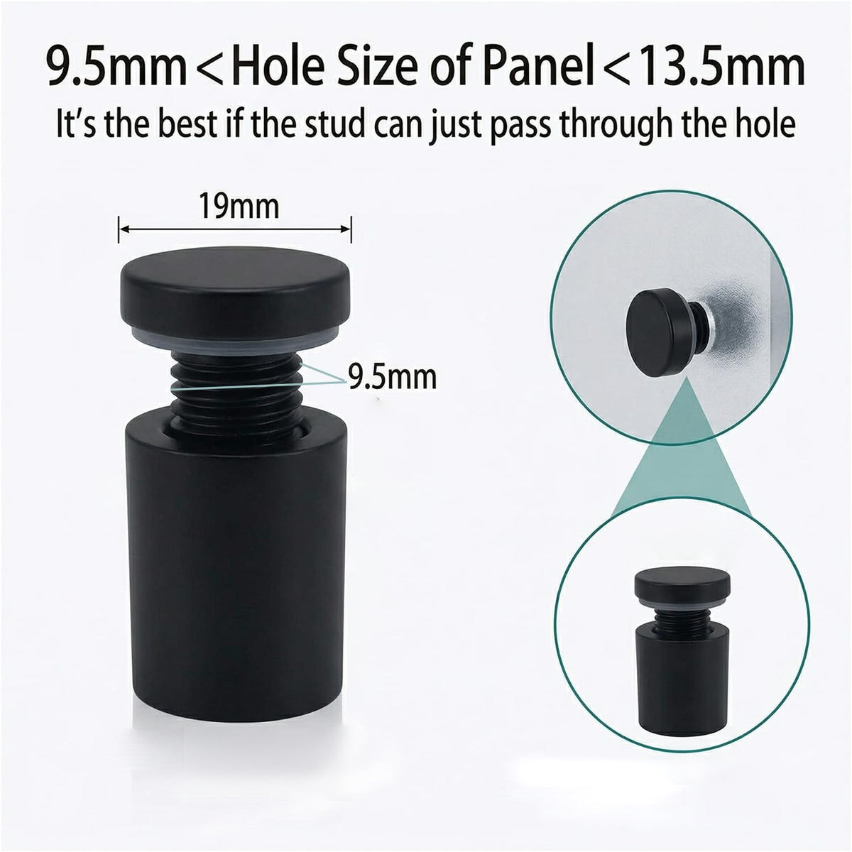 Lantee 20pcs Black Sign Standoff Screws, Stainless Steel Wall Mount Standoff Holders, Heavy Duty for 1/2" Thick Acrylic/Glass 3/4" x 1"(19x25mm) - Image 3