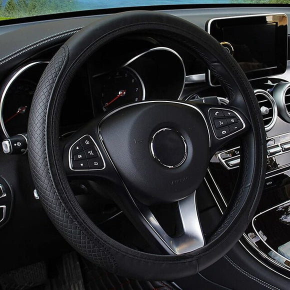 15 inch Anti-Slip Leather Car Steering Wheel Cover