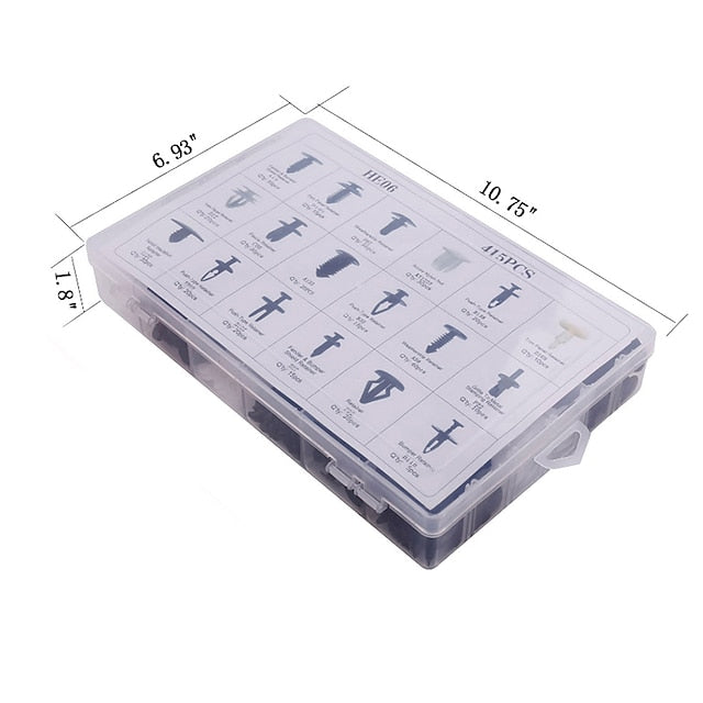 415pcs Car Bumper Retainer Clips & Fasteners Set with Tools - Lantee