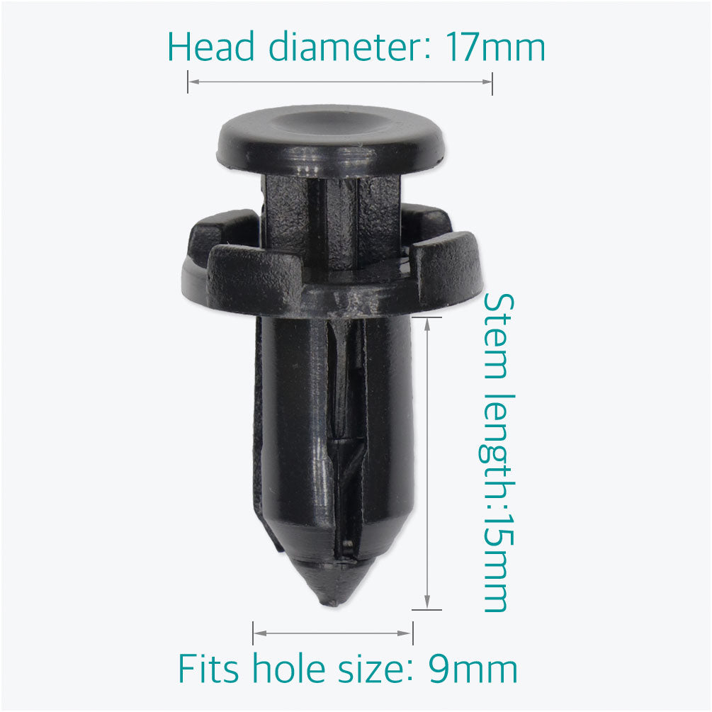 50 Pcs 9mm Bumper, Engine Cover, Fender & Grille Retainer Clips - Lantee