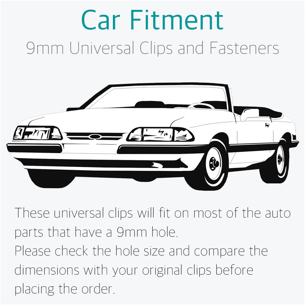 100 Pcs Universal 9mm Nylon Bumper Clips, Car Retainer Fasteners - Lantee