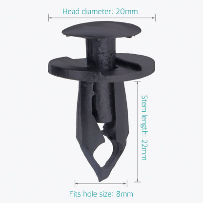 20 Pcs 8mm Universal Nylon Bumper Fastener Rivet Retainer Clips - Lantee