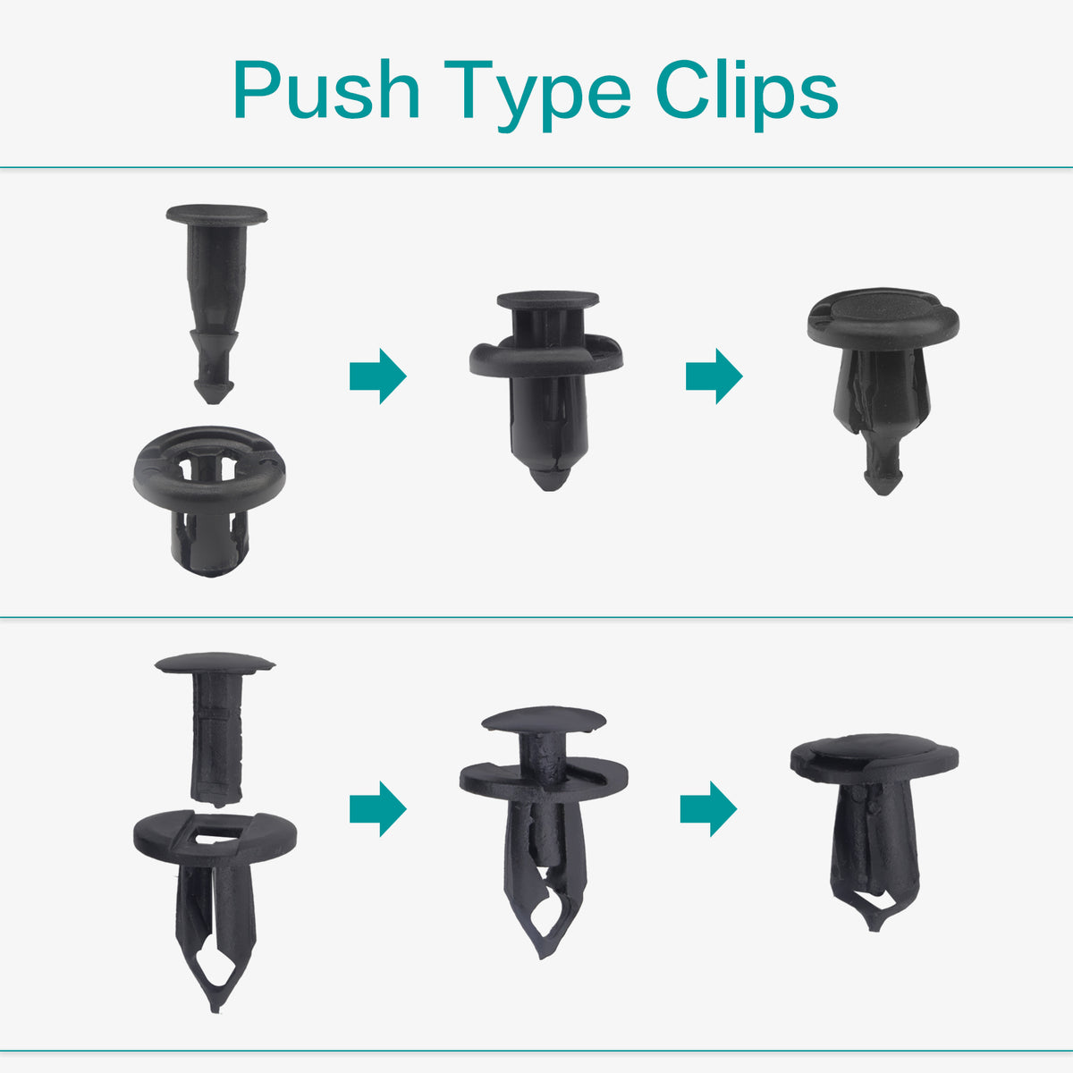 50 Pcs 8mm, 9mm, 10mm Front Bumper Fender Push Type Retainer Clips - Lantee
