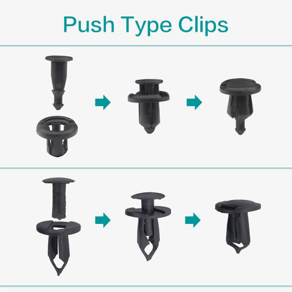 50 Pcs 8mm, 9mm, 10mm Front Bumper Fender Push Type Retainer Clips - Lantee